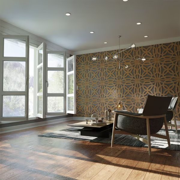 Large Baytown Decorative Fretwork Wood Wall Panels, Red Oak, 23 3/8